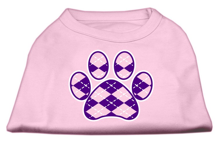 Argyle Paw Purple Screen Print Shirt Light Pink XS